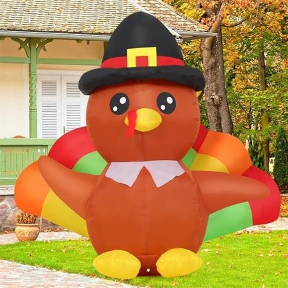 4 FT Thanksgiving Inflatables Turkeys Outdoor Decorations Blow Up Yard - Picture 7 of 7